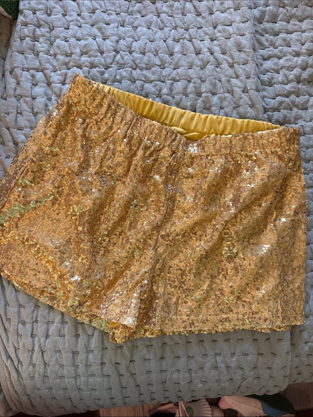 Gold Sequin Elastic Waist Shorts